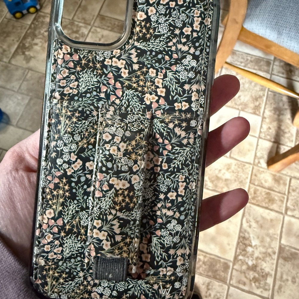 Floral Design Phone Case - Black and Cream